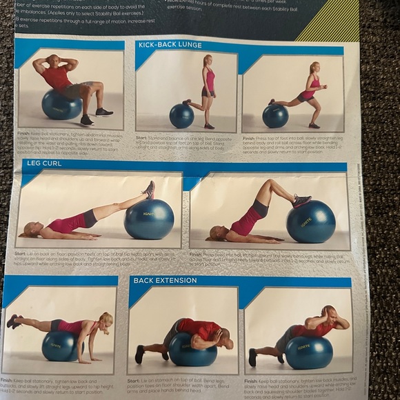 Ignite by SPRI Blue Stabality Ball Kit Great Exercise working core - Picture 6 of 8